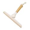 Rotating Soft Silicone Window Squeegee Non Scratch Glass Wiper with Natural Wooden Handle for Shower Door Car Detailing