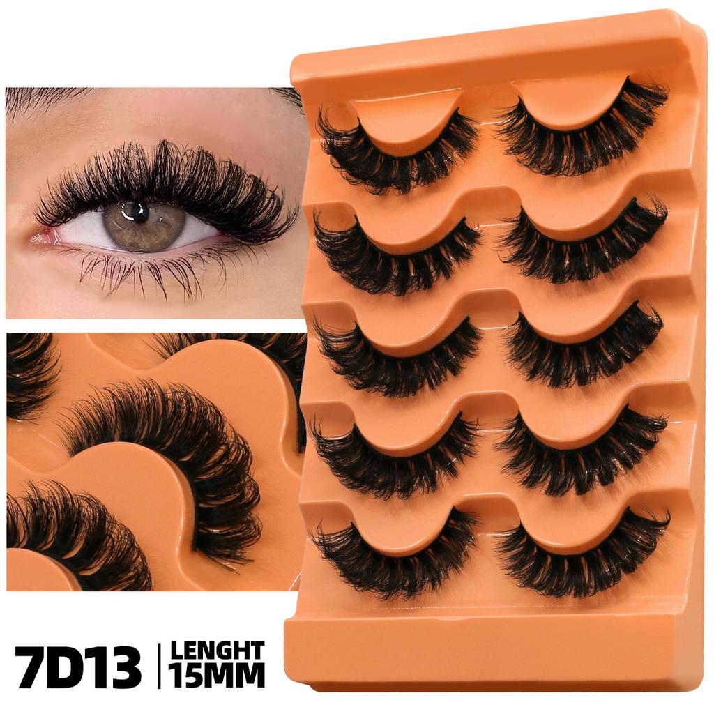 Fluffy Mink Lashes 5/7 Pairs Eyelashes Faux Mink Eyelashes Long Lasting Dramatic Volume Lashes Extension Thick Long