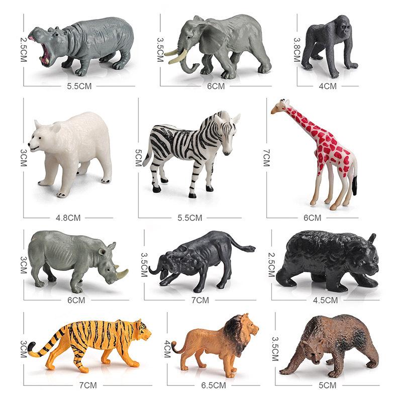 Mini Simulation Forest Animal Model Giraffe Tiger Lion Zoo Static Ornament Toy