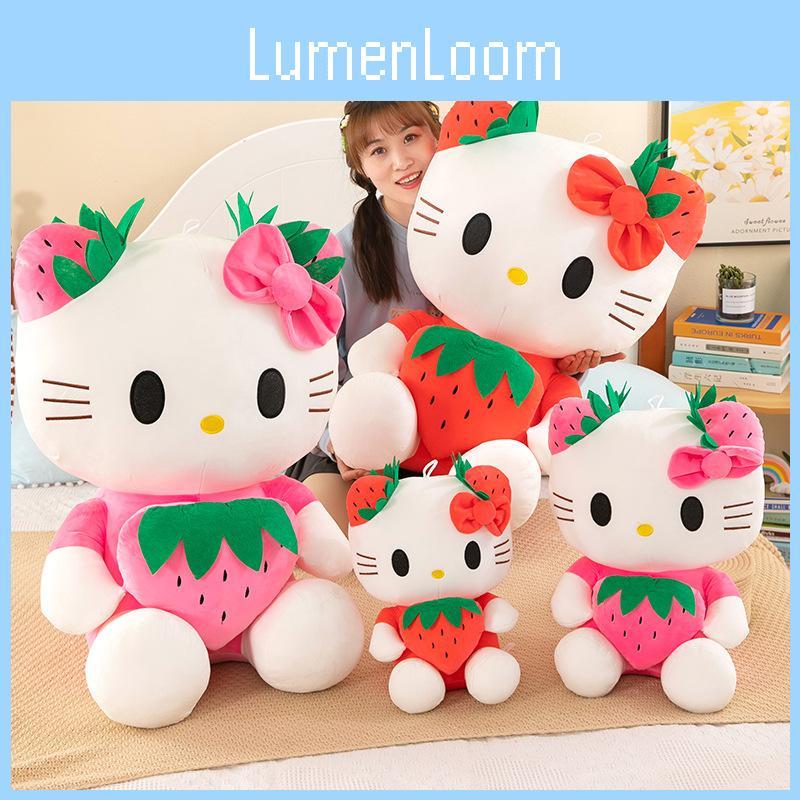 Kt Cat Strawberry Plush Doll Cotton Filling Soft Animal Toy For Home Gift Use