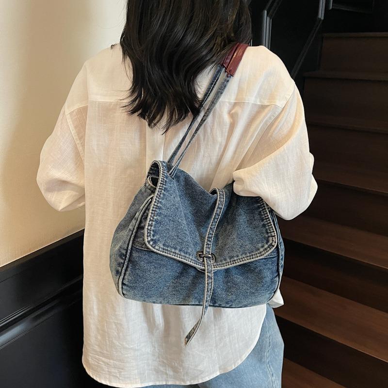 Cowboy Cloth Bag, Women's New Fashi, High-end Sense, Artistic Style, One Shoulder Diagal Cross Bag, Hand-held Mailman Bag