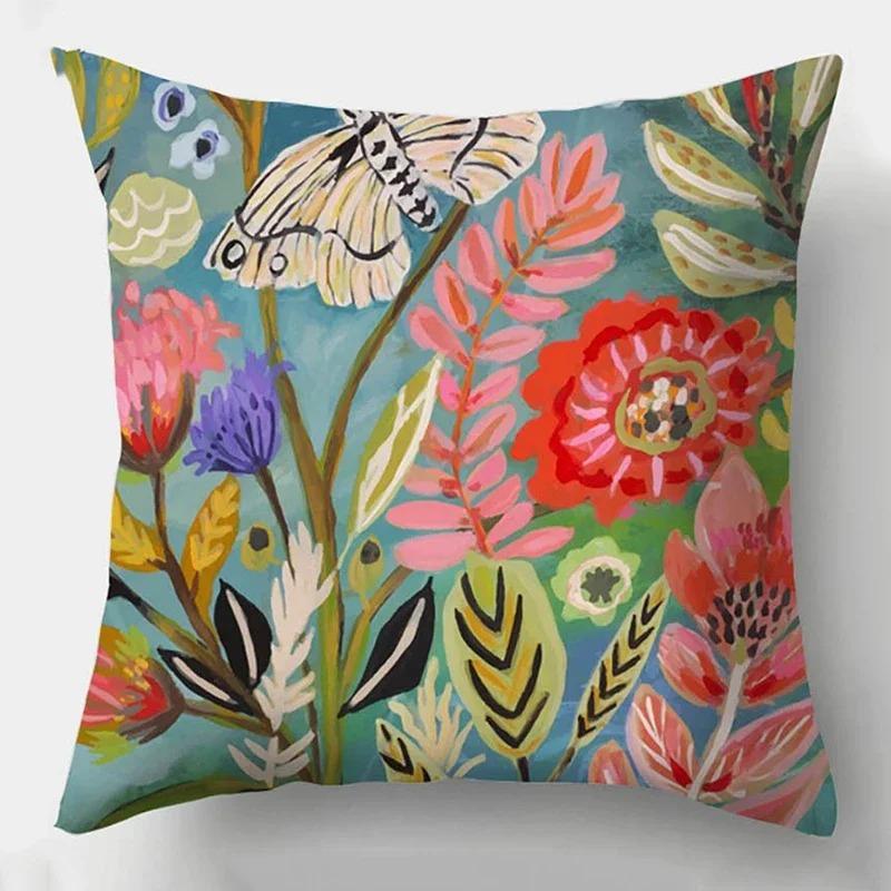 Elegant colorful bright floral decoration sofa cushion pillow case living room bedroom decoration cushion cover home decoration