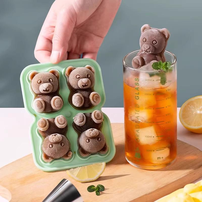 Little Bear Easy-Release Silicone Ice Cube Tray for Iced Tea & Beer - Low Temp Resistant
