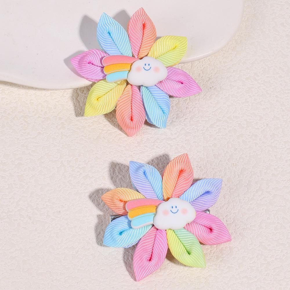 2Pcs New Unicorn Children's Hairpin Cute Pony Flower Hairpin Macaron Color Colorful Flower Hairpin Hair Pick Hair Pick Gift