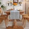 Green Table Runners Boho Rustic Tassels Farmhouse Braided Striped Cotton Linen for Dining Party Holiday Wedding Table Decoration