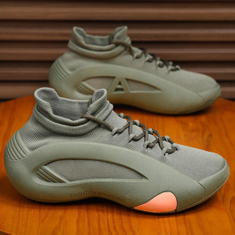 New shoes men's flying woven breathable socks shoes soft sole non-slip fashion versatile street sports casual shoes