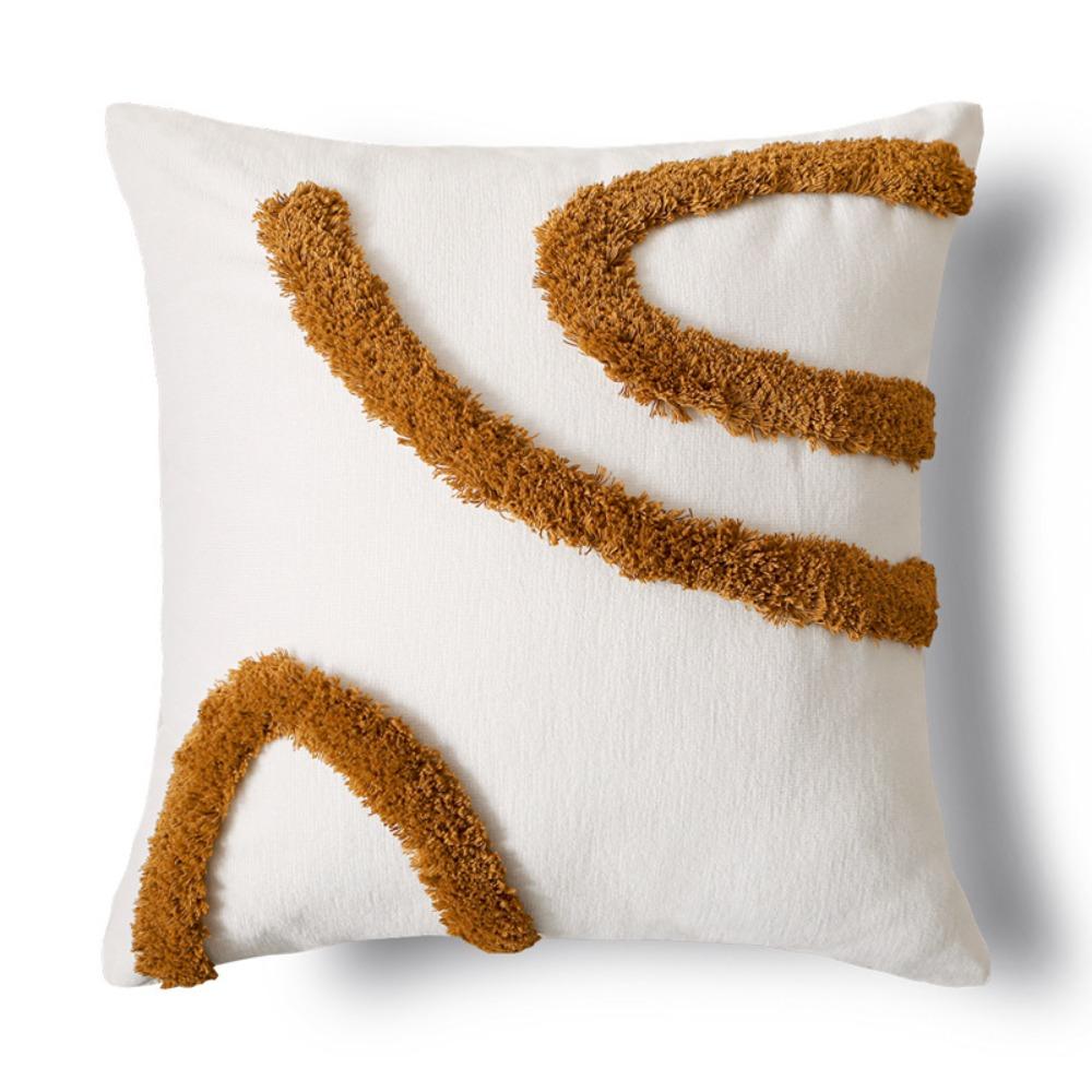 Plush Material Throw Pillow Cover Brown Retro Sofa Cushion Cover Linen Pillow Cover  Home Decor