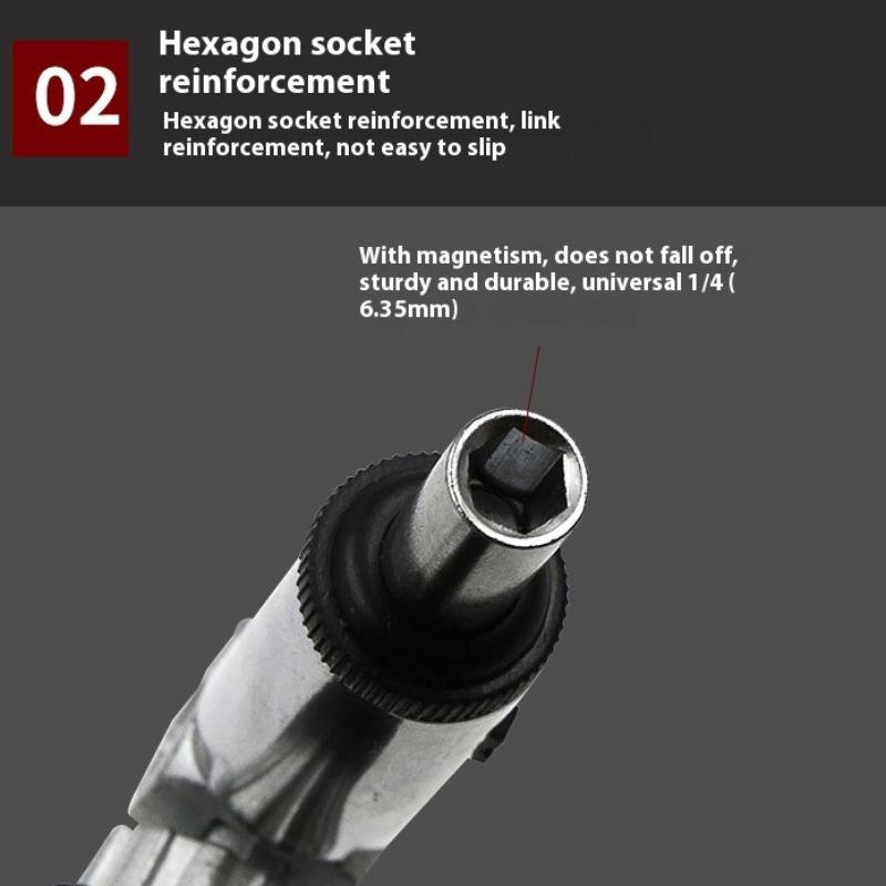 Multifunktions-Magnetischer Bithalter-Ratsche-Schraubendreher Winkelverstellbar 0-180 Grad Kann Nach Links und Rechts Gedreht Werden 1/4 Zoll Sechskant-Schnittstelle