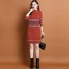 Slim Sweater Dress for Women In Winter Thickened and Warm Half Turtleneck Pullover Solid Color Casual Mid-length Knitted Sweater
