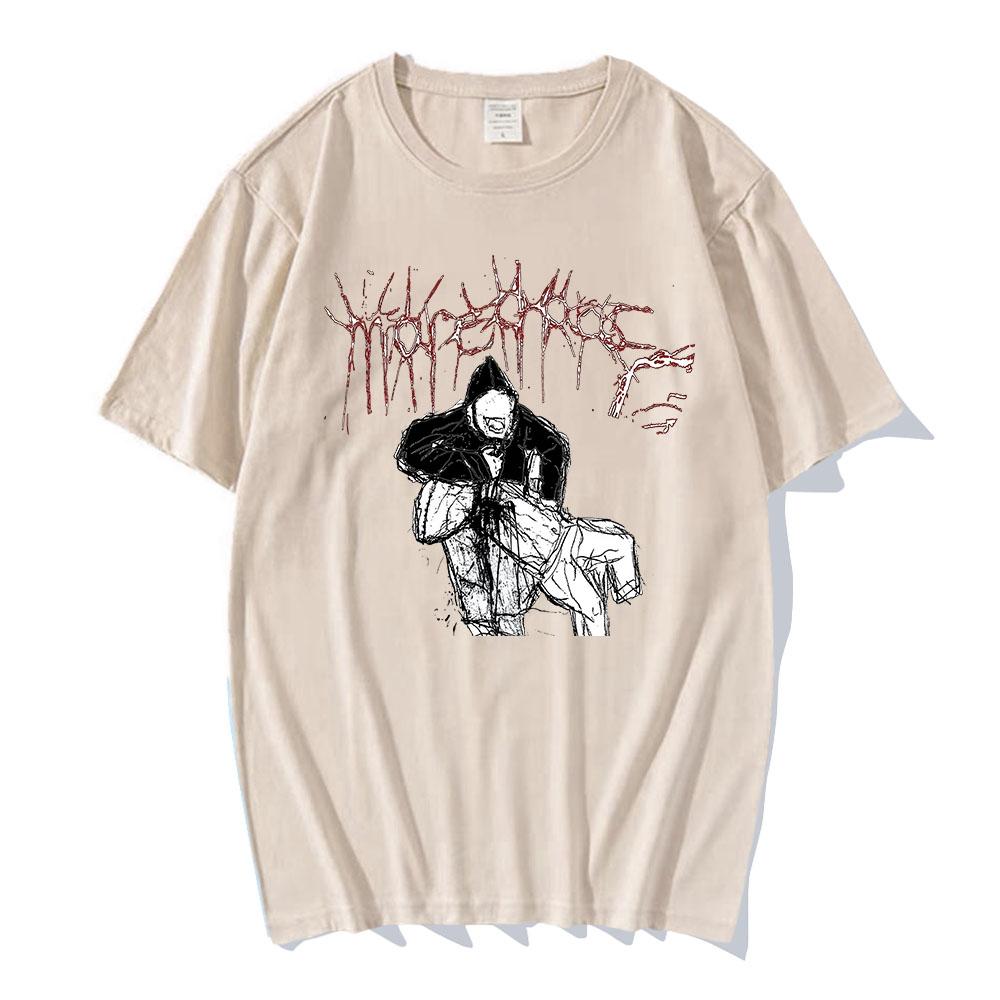 Men Tees Ken Carson More Chaos Album T-shirt Cotton Round Neck Fashion Tshirts Hip Hop Unisex Streetwear Graphic Clothing