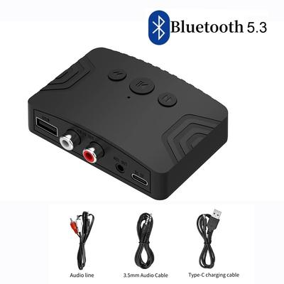 Bluetooth 5.3 Audioempfänger, kabelloser Audioadapter Typ C mit AUX 3,5 mm optischer RCA-Buchse, unterstützt U-Disk für TV-PC-Lautsprecher im Auto