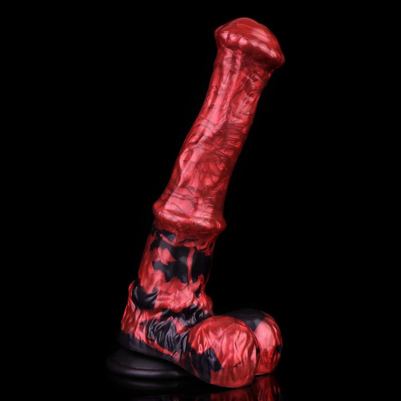 NSFU Animal Horse Dildo with Sucker Silicone Red&Black Fake Penis Long Anal Plug Orgasm Masturbator Sex Toys For Women Men