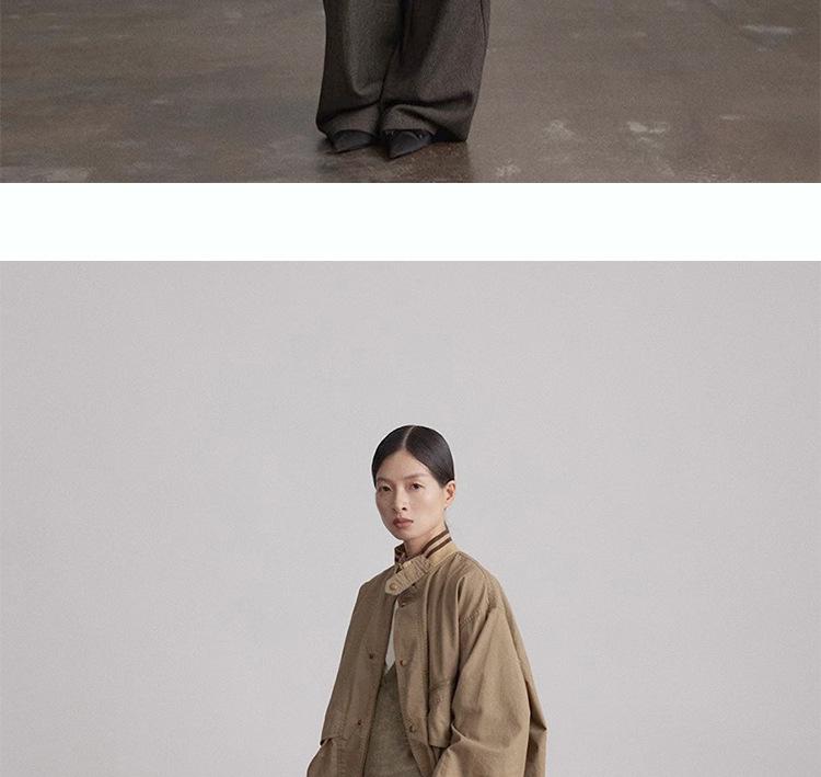 PLUS Vintage Washed Cotton Women's Jacket, Fall 2025 New Loose Stand Collar Workwear.