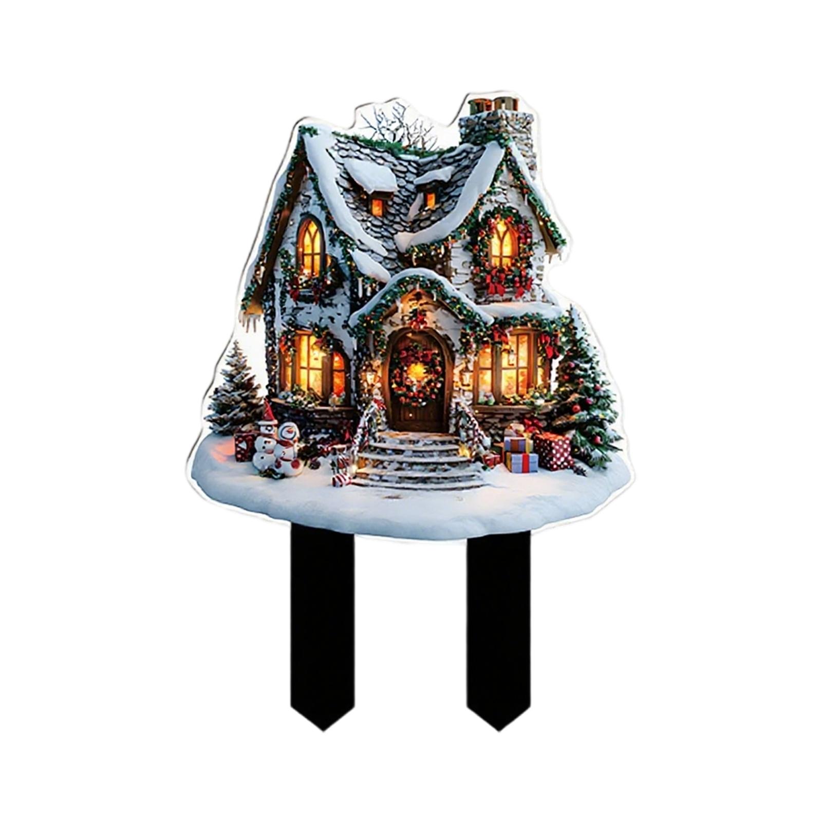 

Кот в рождественской шляпе 2D плоский акриловый рождественский тематический садовый декор для двери и окна, праздничные украшения One Size