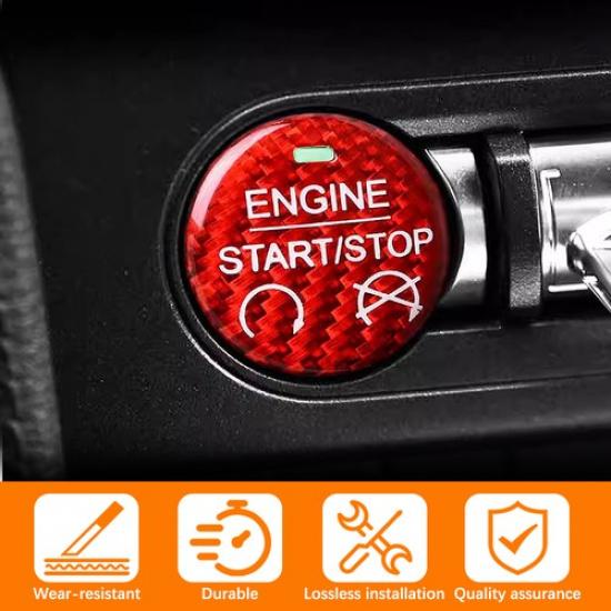 Carbon Fiber Engine Start Stop Button Switch Cover Trim For Ford Mustang 2015+