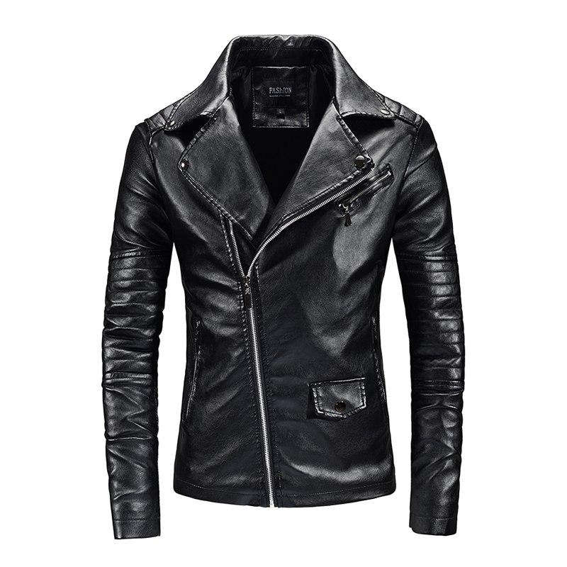 

Осенняя мужская мода ПУ пальто мужской черный мотоциклетный Slim Fit пальто молодежная популярная куртка-бомбер XL чёрный