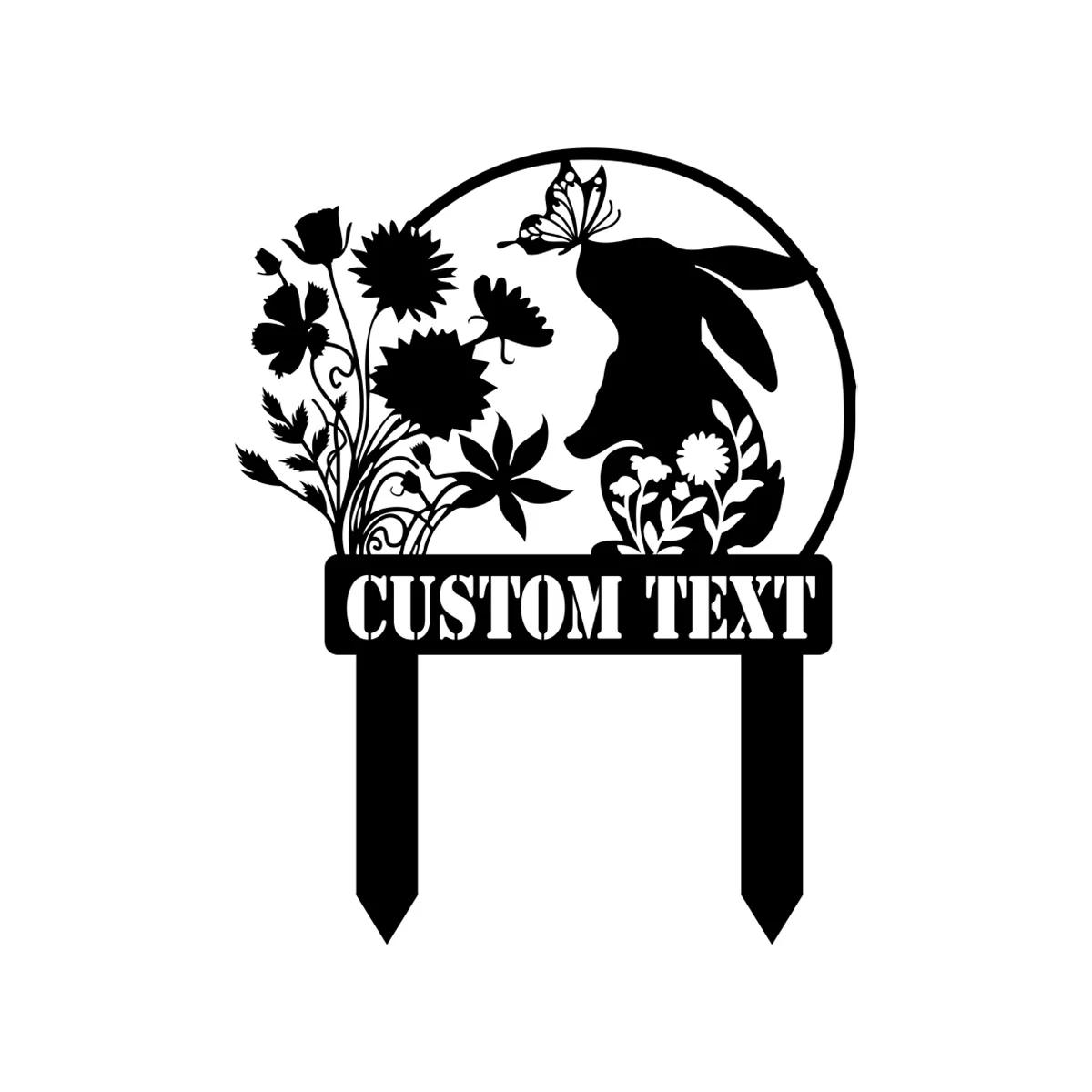 

Custom Rabbit Memorial Garden Stake, Metal Pet Grave Marker, Outdoor Remembrance Decor чорний