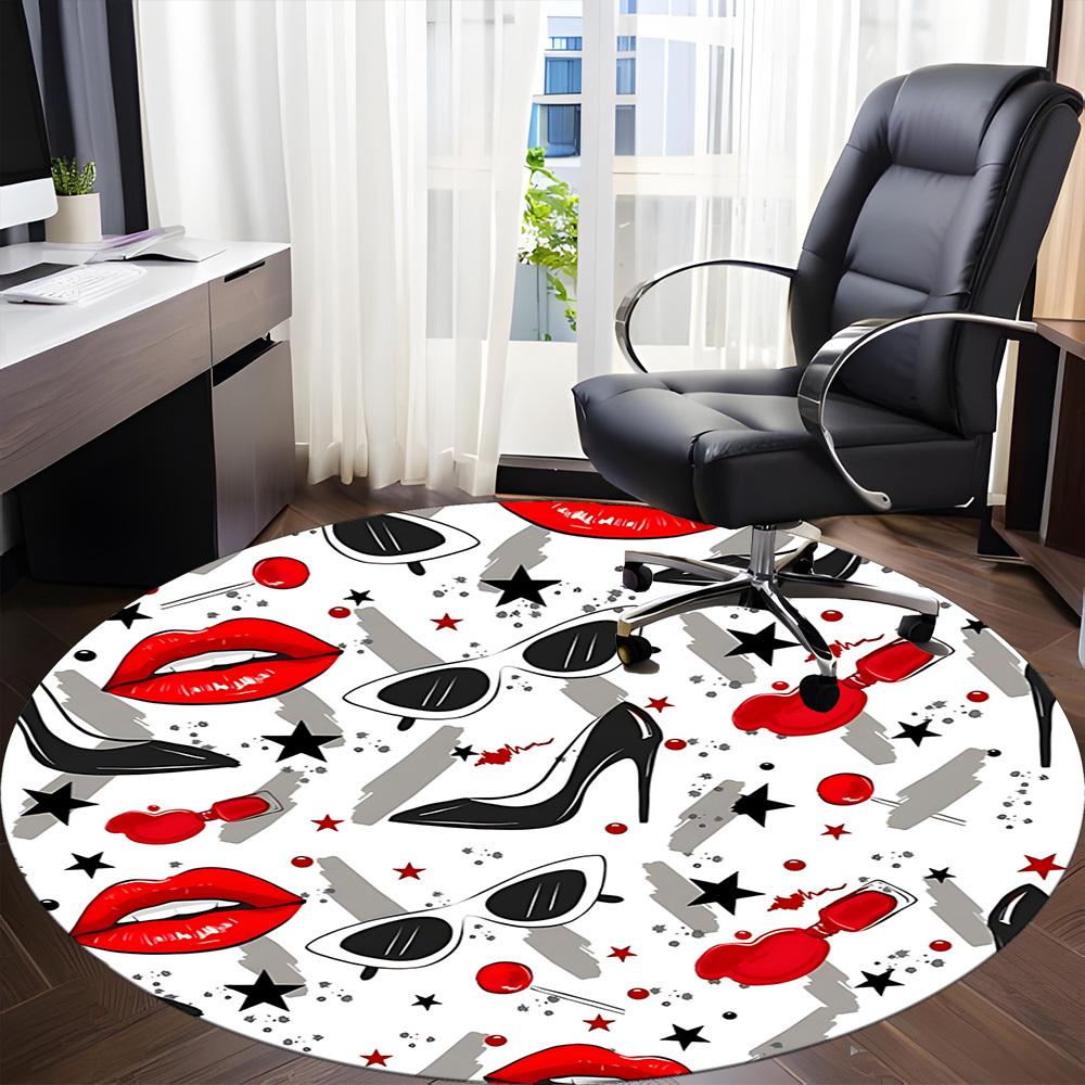 1pc Lipstick, High Heels Chair Carpet for Office, Non-slip, Soft and Durable Office Rug, Perfect for Office yy251227137