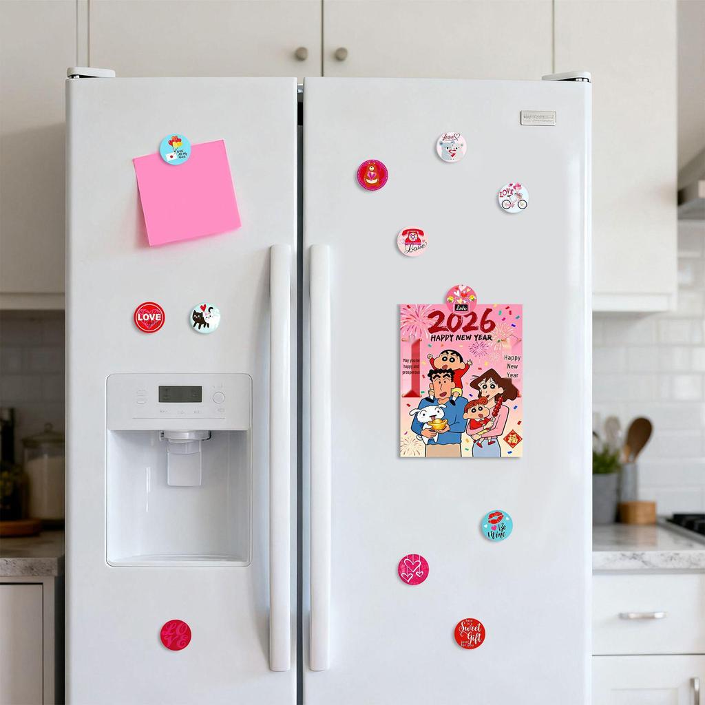Cartoon Valentine's Day Glass Sticker & Love Quotes Soft Magnetic Fridge Magnet