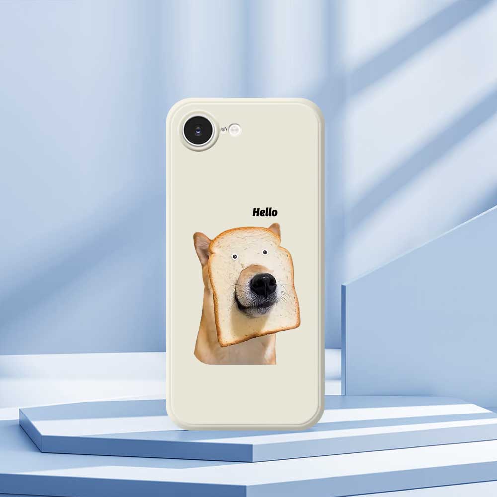 For iPhone 16e Case Toast Dog Pattern Printing Straight Edge TPU Phone Back Cover
