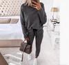 Women's High Neck Long Sleeve Pocket Trousers Two-Piece Set - Casual Autumn Winter Hoodie