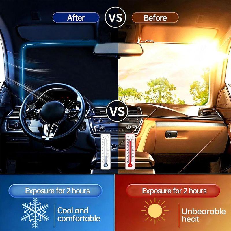 Window Shades for Car Windshield, Foldable Car Window Shades Reflective UV Block Sun Visor Keep Vehicle Cool in Summer Heat