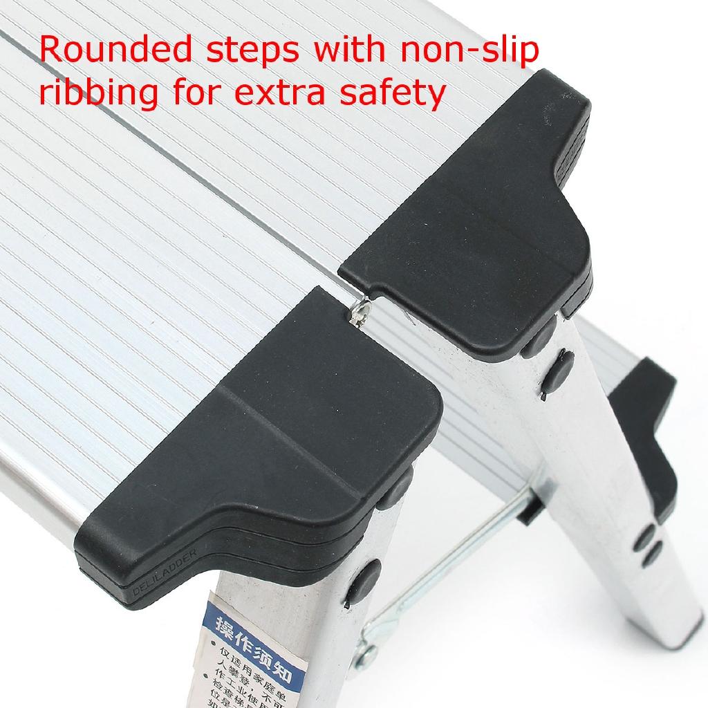 150KG Maximum Load 2 Step Stool Folding Ladder Anti Slip Safety Aluminium Ladder New