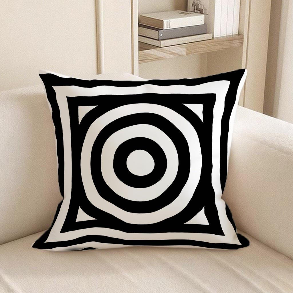 4Pc Black And White Geometric Pattern Pillow Coversuitable For Sofa Car Bedroom Decorative Cushion Cover Pillow Cover