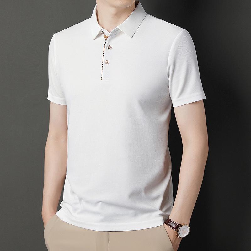 Summer New Style Waffle Breathable Short-sleeved T-shirt Loose Large Size Men's Thin Lapel T-shirt Bottoming Shirt