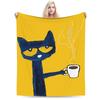 Мультяшное одеяло Sun Pete The Cat Фланелевое покрывало для самолета Путешествия Персонализированное Мягкое Теплое Постельное белье