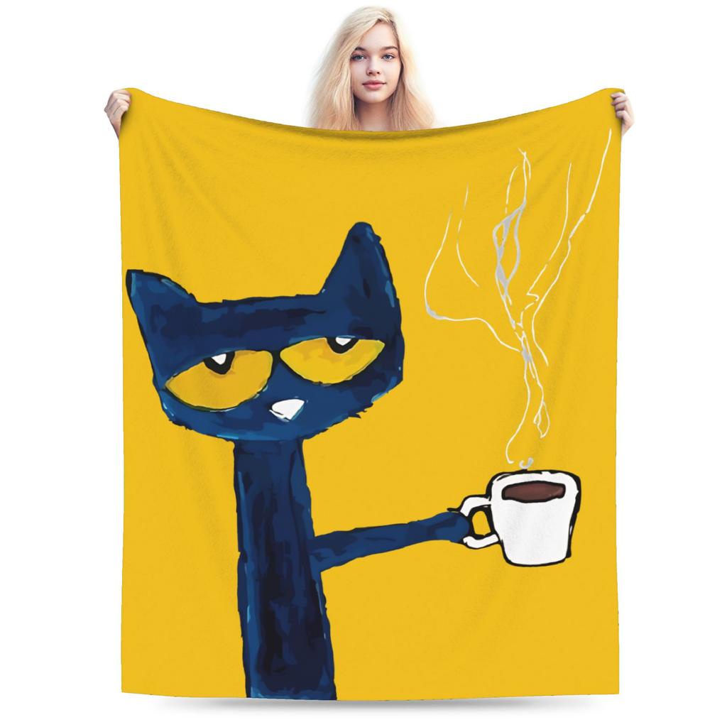 Мультяшное одеяло Sun Pete The Cat Фланелевое покрывало для самолета Путешествия Персонализированное Мягкое Теплое Постельное белье