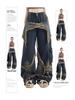 Unisex Retro Loose-Fit Raw Edge Wide-Leg Jeans for Autumn