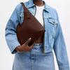 COACH Brooklyn 28 Gold Brand Logo Print Magnetic Snap Closure Grained Leather Hobo Bag Hand Shoulder Bag Small Women's Maple Brown
