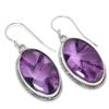 Natural Brazilian Amethyst Gemstone 925 Solid Sterling Silver Earring 1.75" W8g90