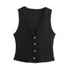 Top Vestă pentru Femei Vintage Maieu Crop Top Gât în V Nasturi Vesta Retro Casual Fără Mâneci Cardigan