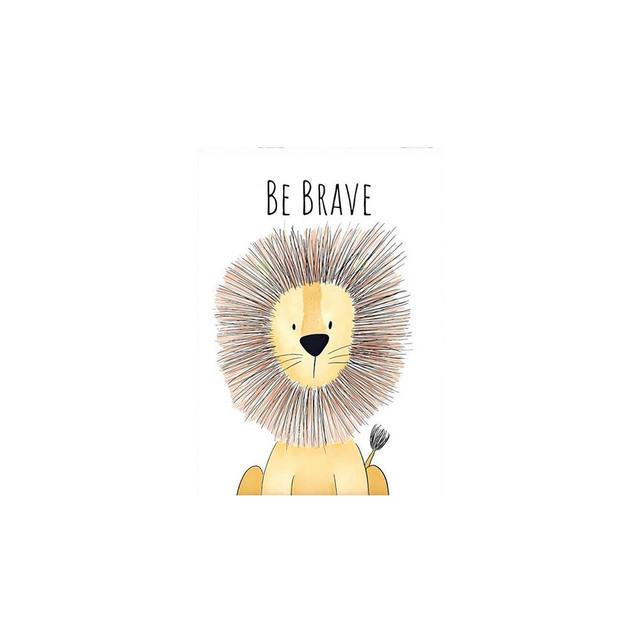Solid Wood Frame Nordic Cute Cartoon Animal Canvas Painting Picture Be Brave Be Strong Children's Room Kindergarten Kids Wall Art Decor