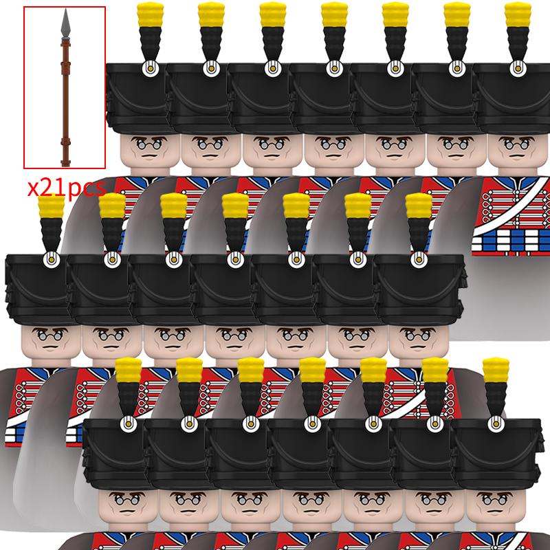 Medieval Military Figures French Lancer Uhlans Knights Building Blocks Weapon Roman Sword Accessories Toys for Children Gifts