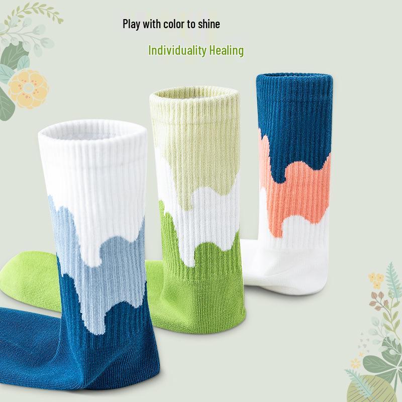 Trendy Mid-Calf Pure Cotton Sports Socks - Anti-Odor, High Waist, Perfect for Spring and Autumn, Ideal Match for White Shoes