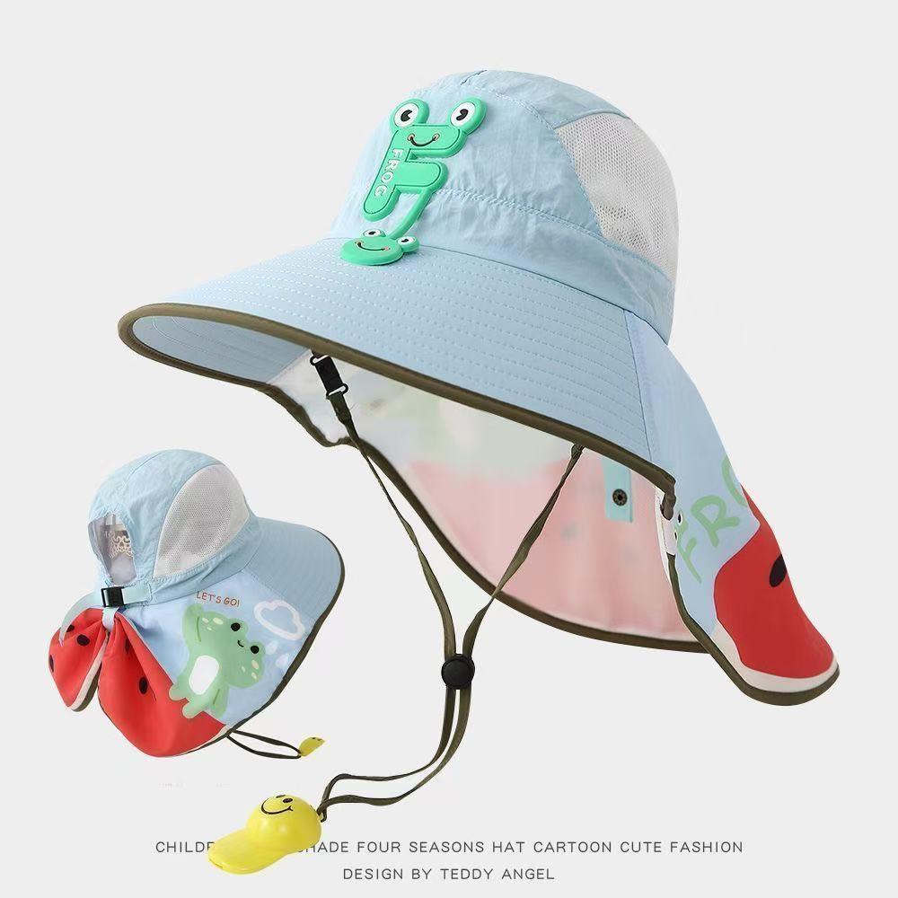 Children's Summer Sun Protection Hat with Face Shield and Wide Brim