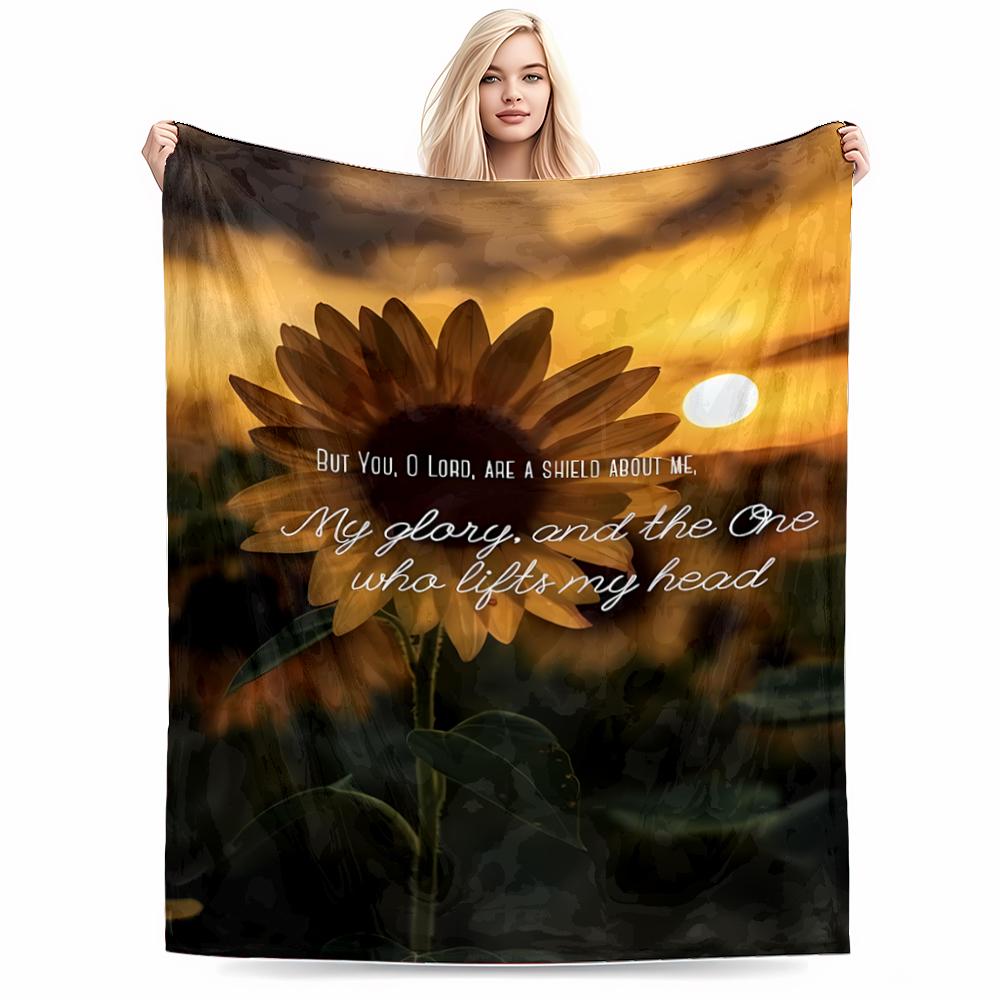 Sunflower with Inspirational QuoteFlannel Blanket for Bedroom, Living Room, Sofa, and Nap