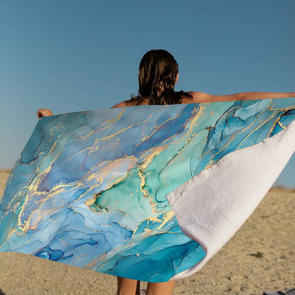 Stylish Marble Anime Beach Swimming Towel Soft Absorbent Washcloth Children's Gifts For Kids Travel Camping Gym