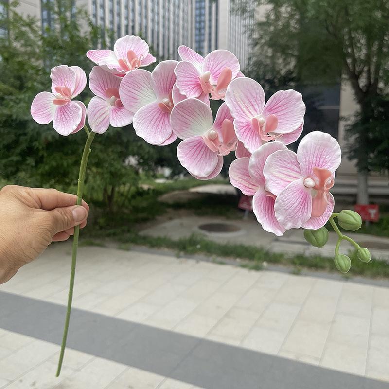 10pcs Phalaenopsis Orchids Artificial Flowers EVA Material 9 Heads Fake Orchid Stems for Wedding Home Decor Outdoor Photography