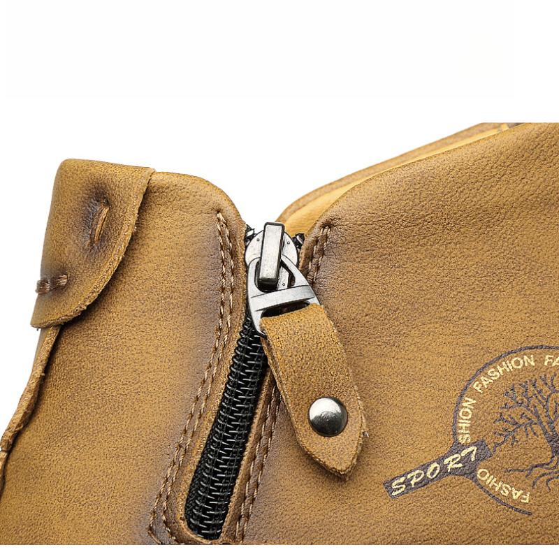 Men's Leather Boots Handmade Casual Ankle Boots For Men Zipper Shoes For Male 39-48