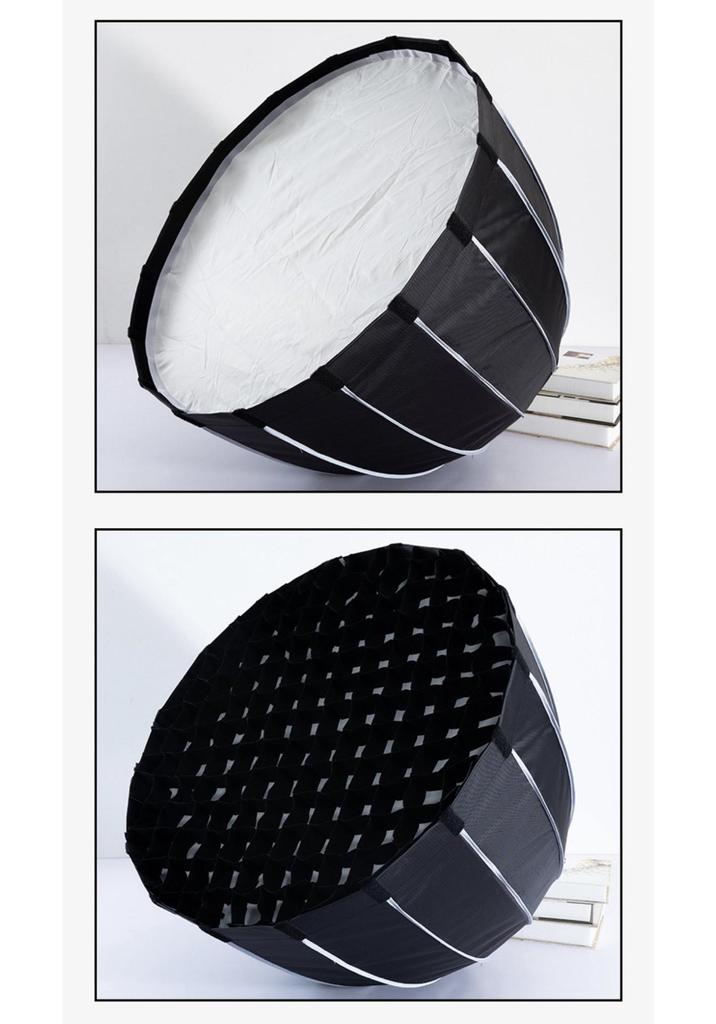120CM Quick-Release Parabolic Softbox with Bowens Mount and Portable Honeycomb Grid Diffuser.