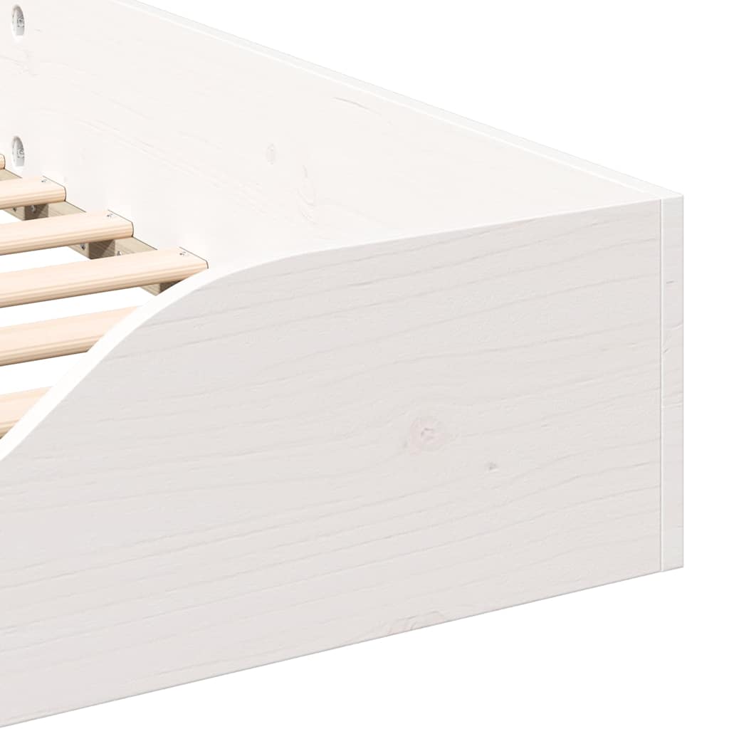 Bed Frame in White 100 x 220 cm Solid Pine Wood