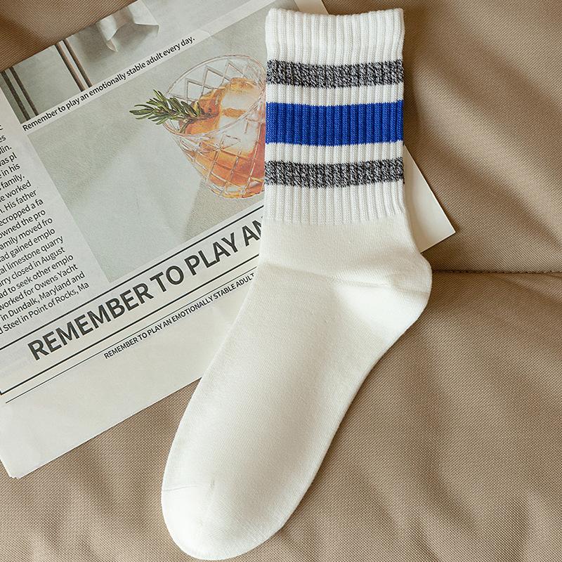 Men's Spring and Autumn Trend Is Simple and Colorful Stripes Absorb Sweat Breathable Sports Tube Socks