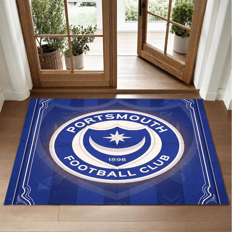 Portsmouth FC Design Kristall-Samt-Teppich Weich Dekorative Matte für Schlafzimmer Eingang
