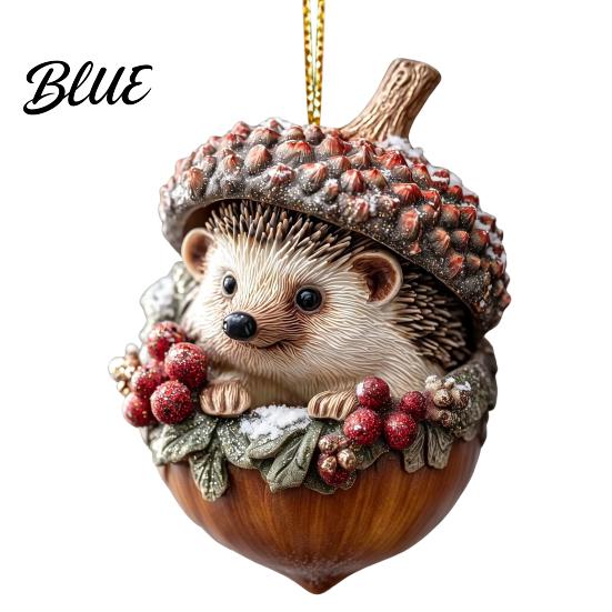 Festive Tree Ornament Forest Animal Acorn Hanging Ornament 2D Acrylic Flat Printed Decor for Christmas Woodland Creature Pendant Holiday