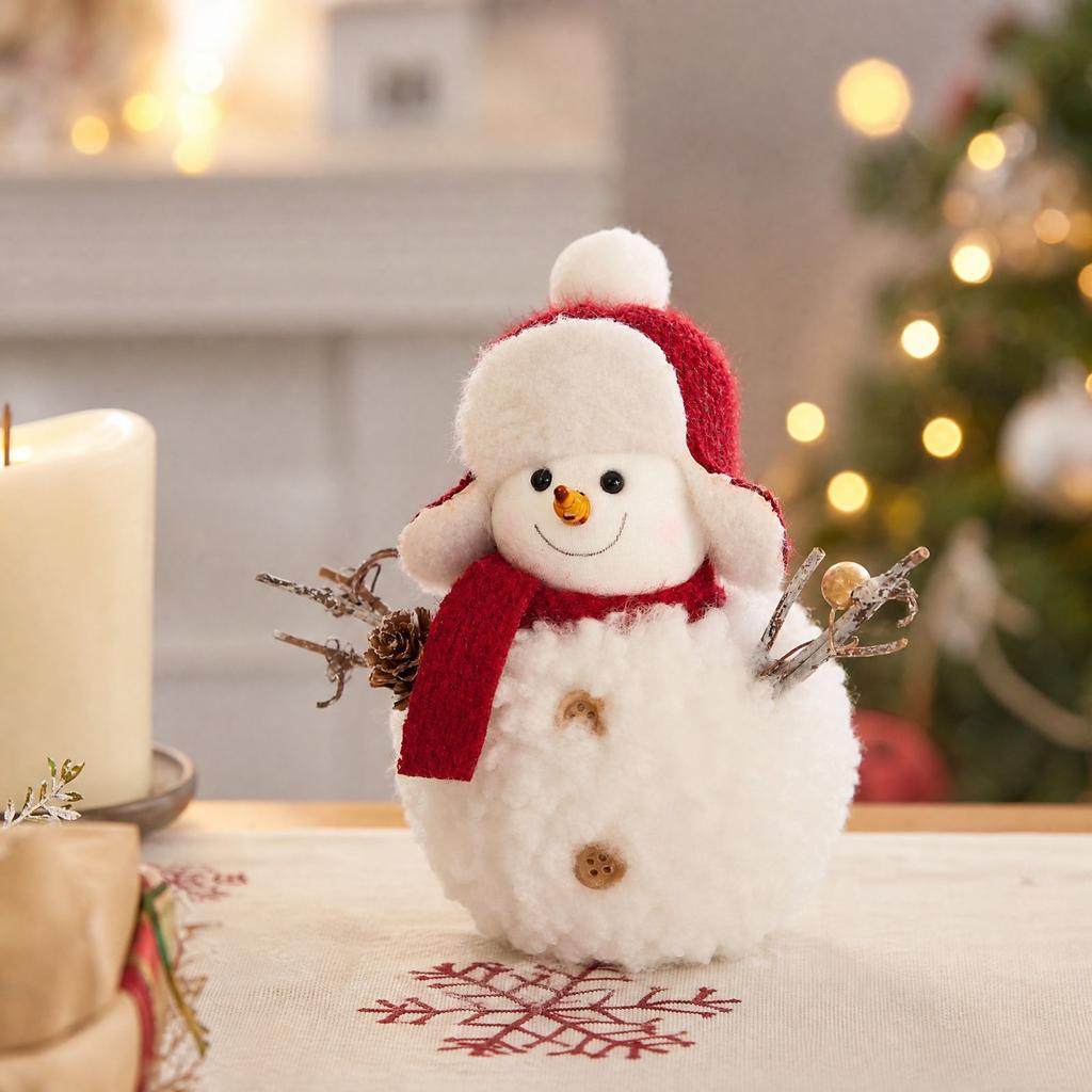 Christmas Snowman Doll Plush Foam Tabletop Ornament for Holiday Window Display