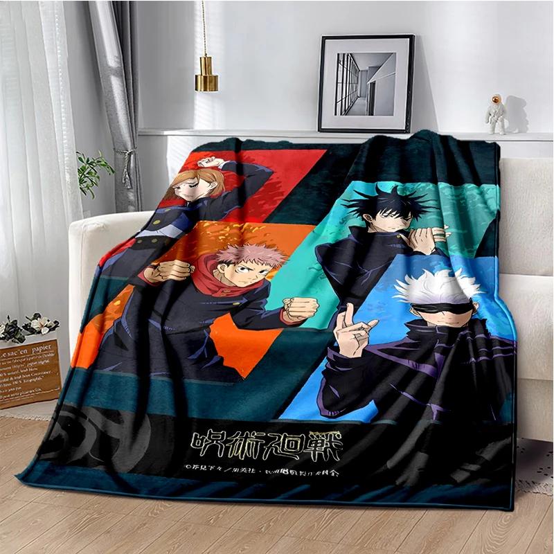 Cartoon Anime Jujutsu Kaisen Throws Blanket Kid Super Soft Blankt for Travel Couch Sofa Picnic Bed Flannel Blanket Birthday Gift
